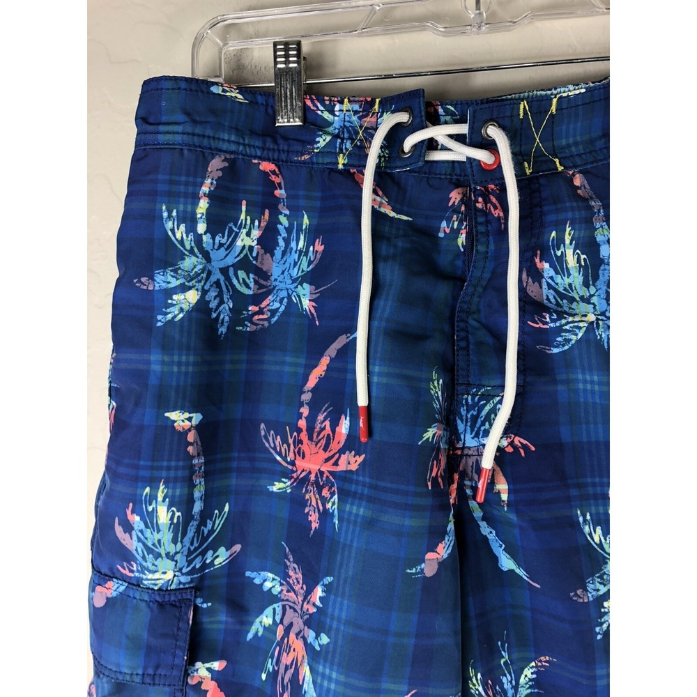 TOMMY BAHAMA Mens 31 Boardshorts Blue Tropical Zipper Front - Picture 2 of 9